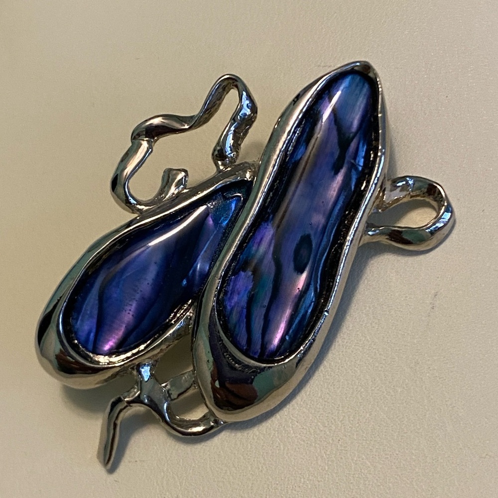 Vintage Signed Ballet Slippers Brooch